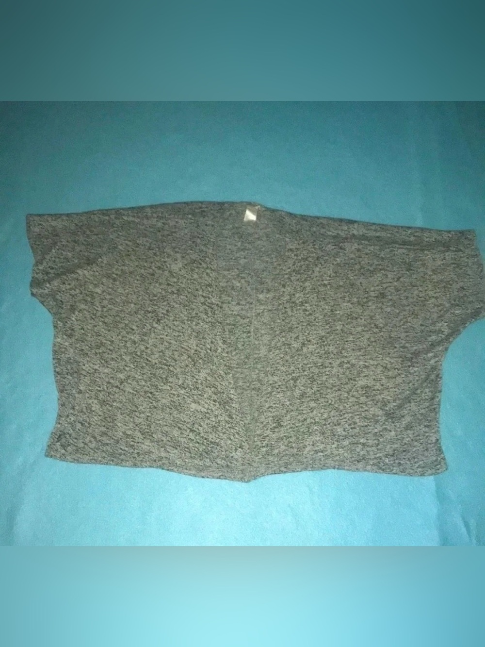 LUNA Chix heather gray knit short sleeve open front cardigan USA made size S/M